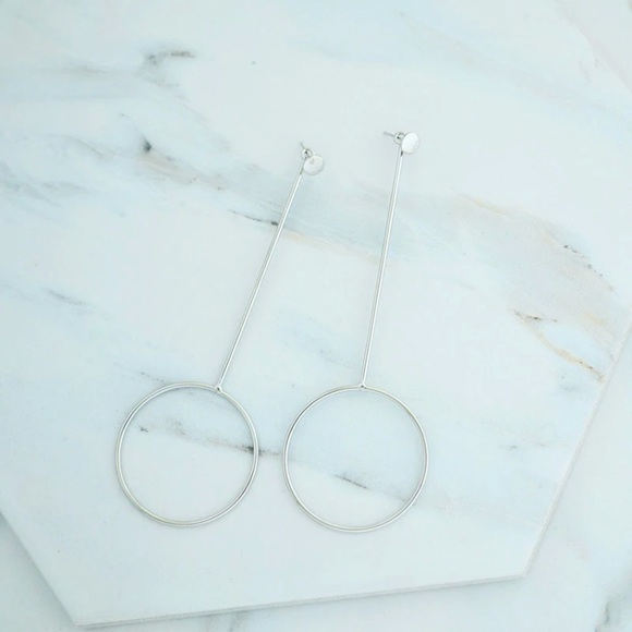 NEW Drop Hoop Earrings - Picture 4 of 5
